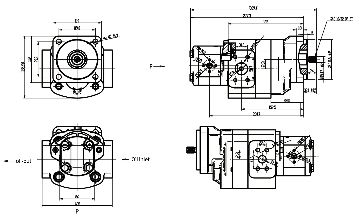 S15JF105SS1-F110JF105SS1 High Pressure Double Gear Pump