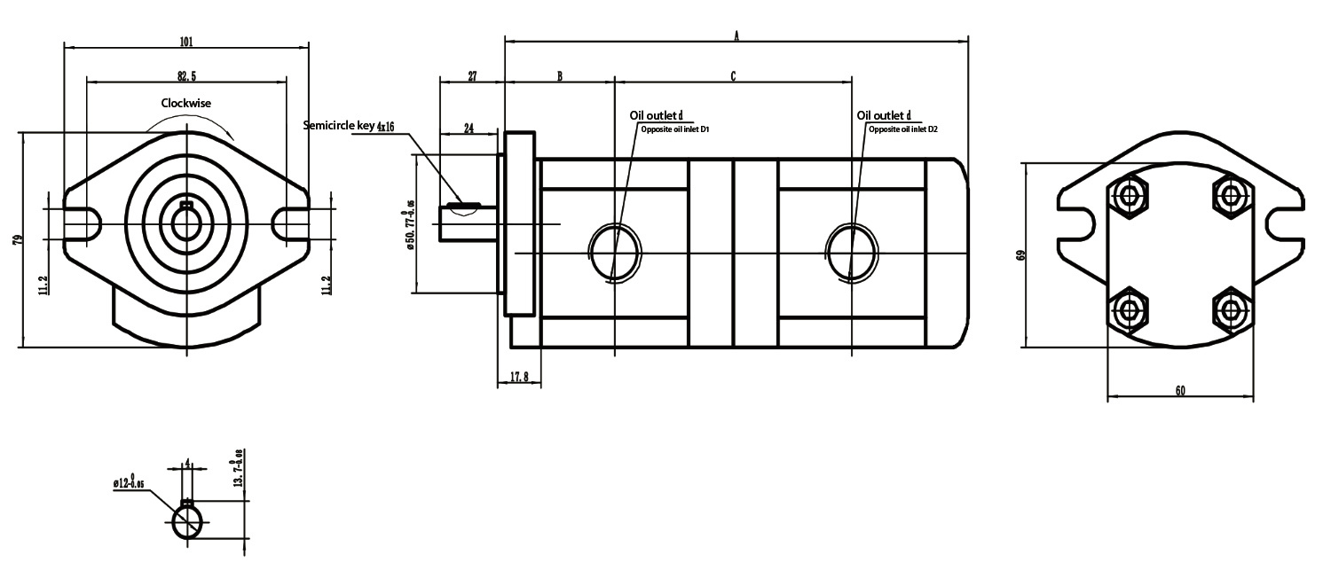 P05PL05-E01PL05 High Pressure Double Gear Pump