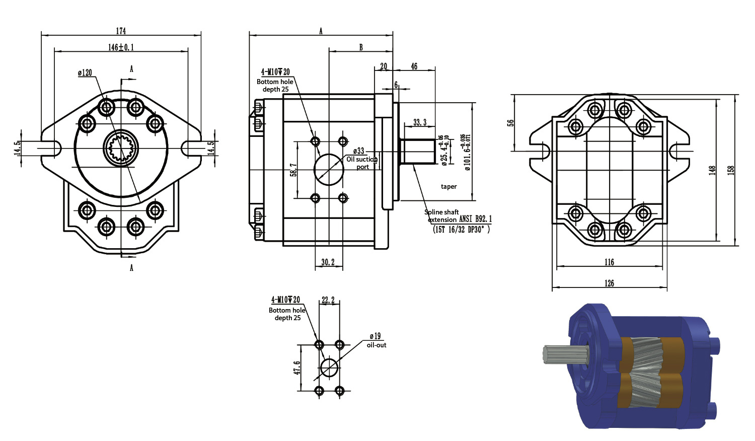 S10JF15G Gear Oil Pump